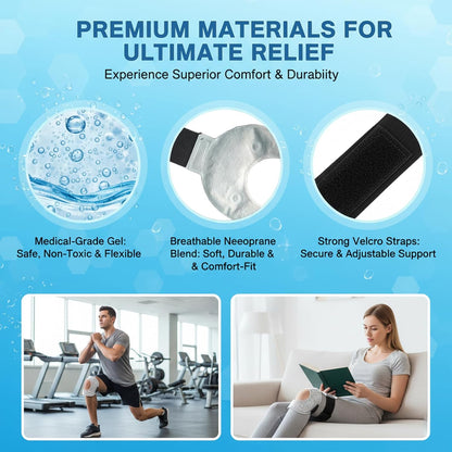 Knee Ice Pack Wrap for Pain Relief Reusable Gel Ice Wrap for Leg Injuries Swelling Knee Replacement Post-Surgery Recovery Adjustable Cold Compression Therapy Wrap for Arthritis Meniscus Tear and ACL