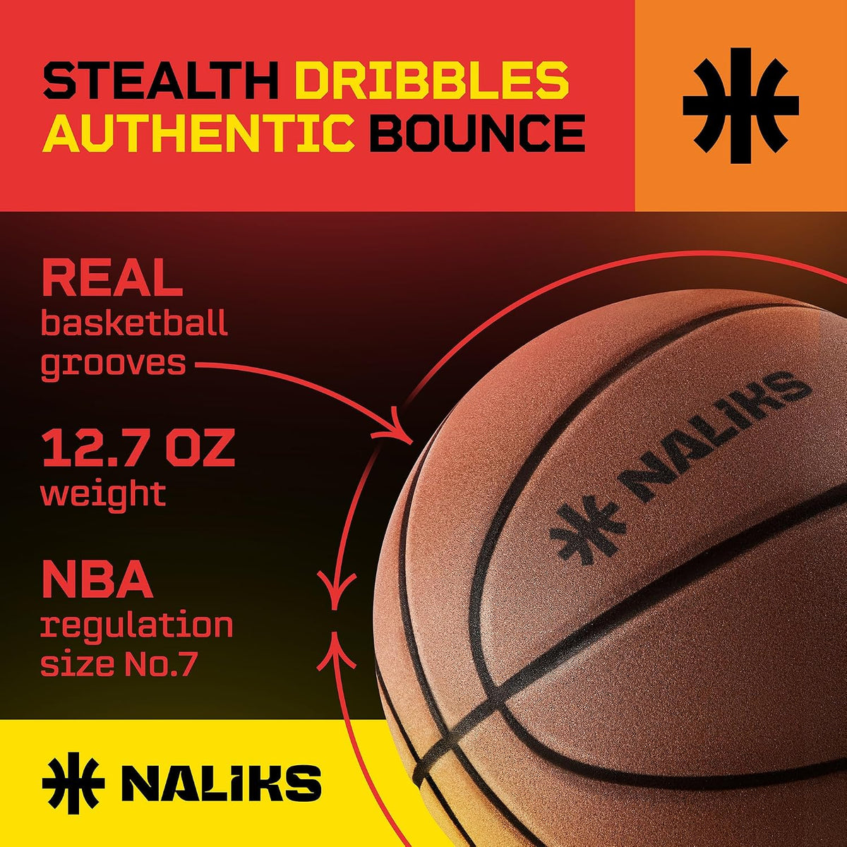Silent Basketball Size 7, 29.5” – Airless Indoor Basketball | Gift Box Included, Pro PU Foam Basket Ball, for Quiet Dribbling Indoor, Real Grooves, 90% Bounciness, 12.7 Oz