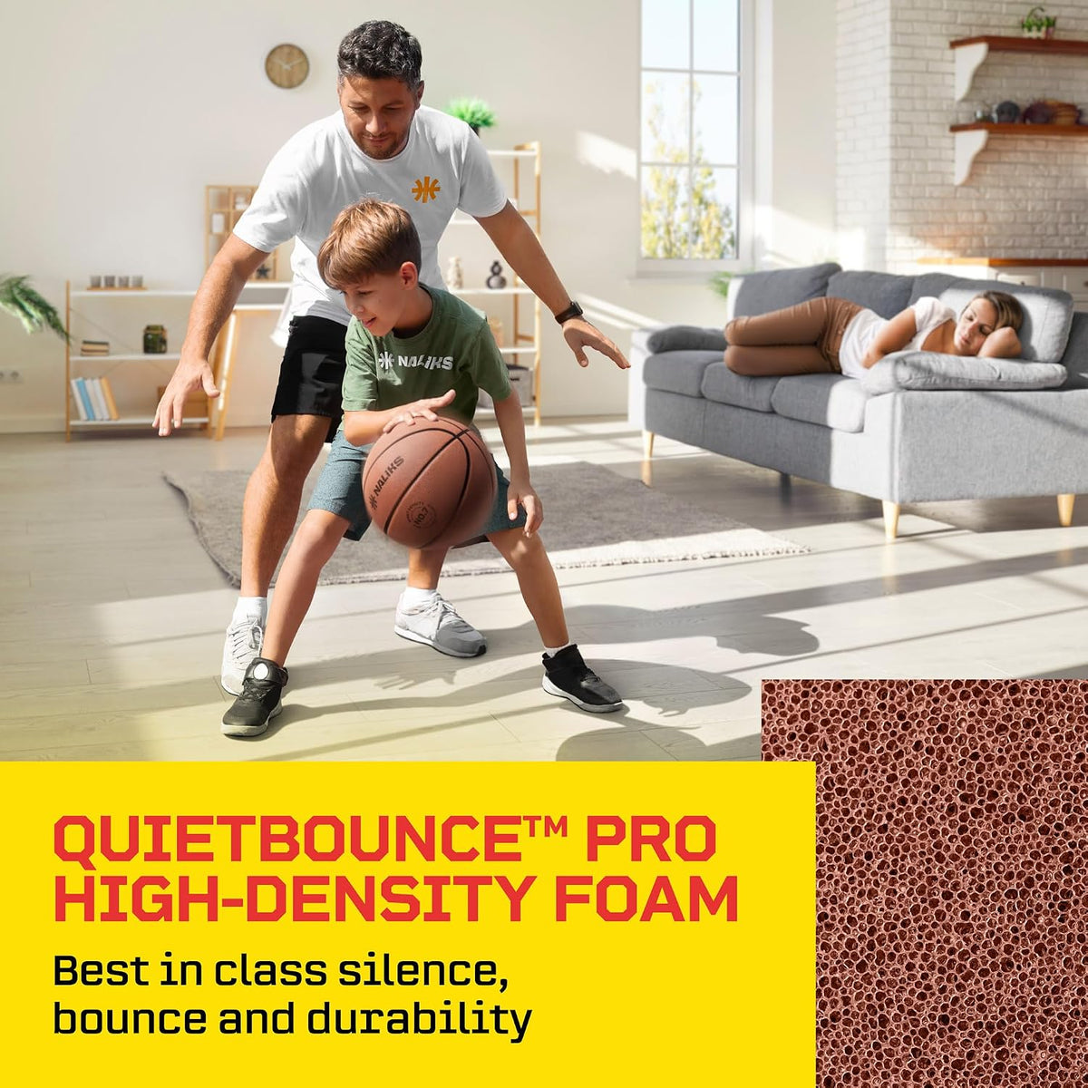 Silent Basketball Size 7, 29.5” – Airless Indoor Basketball | Gift Box Included, Pro PU Foam Basket Ball, for Quiet Dribbling Indoor, Real Grooves, 90% Bounciness, 12.7 Oz