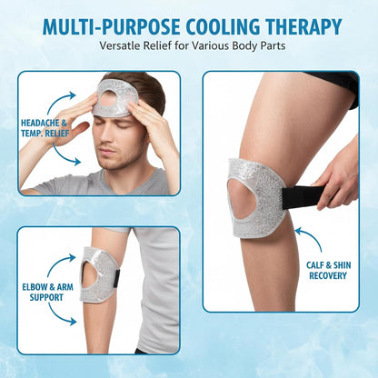 Knee Ice Pack Wrap for Pain Relief Reusable Gel Ice Wrap for Leg Injuries Swelling Knee Replacement Post-Surgery Recovery Adjustable Cold Compression Therapy Wrap for Arthritis Meniscus Tear and ACL