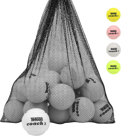 Pressure Training Tennis Balls-12 or 18 Count-Mesh Carry Bag，4 Colors Available，Pressureless Training Exercise Tennis Balls for Beginners.