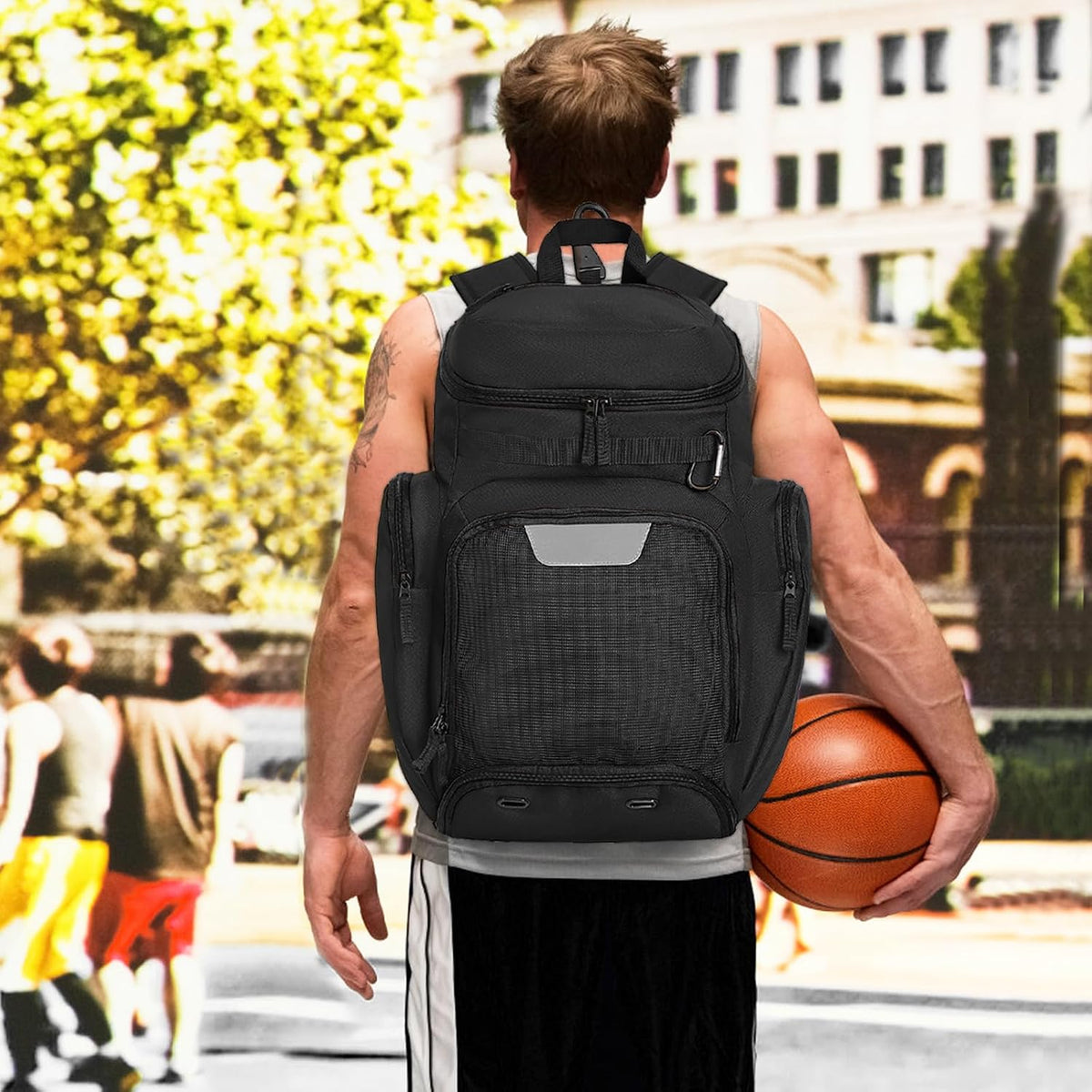 Basketball Backpack with Ball & Ventilated Shoe Compartment Insulated Pockets for Men Training